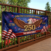 Custom Polyester Outdoor Banner - Personalized America 250th Anniversary Gifts For Mom, Dad, Brother, Sister, Kids - Freedom Carries Us Forward