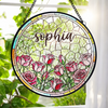 Custom Stained Glass Window Hanging Suncatcher - Personalized Birthday Gifts For Women, Daughters, Besties, Sisters, BFF - Where Flowers And Memories Shine
