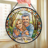 Custom Photo Stained Glass Window Hanging Suncatcher - Personalized Anniversary Wedding Gifts For Husband And Wife, Him And Her - Together, Painted In Forever