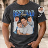 Custom Photo Washed Cotton T-shirt - Personalized Father's Day Birthday Gifts For Dad, Grandpa - Built Tough Loved Hard