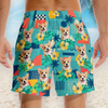 Custom Photo Tropical Hawaiian Aloha Men Beach Shorts - Personalized Summer Vacation And Travel Gifts For Dog Cat Lovers, Dog Dad And Mom, Cat Owners - Sunshine, Retro And Paws