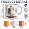 Custom Photo Printed Pottery Mug - Personalized Anniversary Wedding Gifts For Husband And Wife, Him And Her - First Kiss, Forever Sips