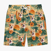 Custom Photo Tropical Hawaiian Aloha Men Beach Shorts - Personalized Summer Vacation And Travel Gifts For Dog Cat Lovers, Dog Dad And Mom, Cat Owners - Golden Hour, Golden Pups