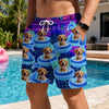Custom Photo Tropical Hawaiian Aloha Men Beach Shorts - Personalized Summer Vacation And Travel Gifts For Dog Cat Lovers, Dog Dad And Mom, Cat Owners - Pups On Floating Paradise