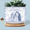 Custom Photo Home Decor Ceramic Plant Pot - Personalized Best Friend Birthday Gifts For Women, Besties, Sisters, BFF - A Beautiful Friendship Blooms