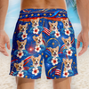 Custom Photo Tropical Hawaiian Aloha Men Beach Shorts - Personalized Summer Vacation And Travel Gifts For Dog Cat Lovers, Dog Dad And Mom, Cat Owners - Patriotic Pup Paradise