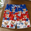 Custom Photo Tropical Hawaiian Aloha Men Beach Shorts - Personalized Summer Vacation And Travel Gifts For Dog Cat Lovers, Dog Dad And Mom, Cat Owners - Red, White & Woof