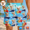 Custom Photo Tropical Hawaiian Aloha Men Beach Shorts - Personalized Summer Vacation And Travel Gifts For Dog Cat Lovers, Dog Dad And Mom, Cat Owners - Summer Paws Summer Smiles