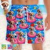 Custom Photo Tropical Hawaiian Aloha Men Beach Shorts - Personalized Summer Vacation And Travel Gifts For Dog Cat Lovers, Dog Dad And Mom, Cat Owners - Shades On, Furry Worries Gone