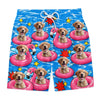 Custom Photo Tropical Hawaiian Aloha Men Beach Shorts - Personalized Summer Vacation And Travel Gifts For Dog Cat Lovers, Dog Dad And Mom, Cat Owners - Shades On, Furry Worries Gone