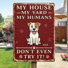 Custom Home Decor Metal Sign - Personalized Birthday Gifts For Dog Lovers, Dog Dad And Mom - Protected By Furry Chaos
