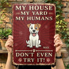 Custom Home Decor Metal Sign - Personalized Birthday Gifts For Dog Lovers, Dog Dad And Mom - Protected By Furry Chaos