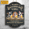 Family Backyard Bar & Grill - Gift For Dog Lovers, Personalized Shaped Door Sign