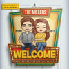 Welcome family name sign - Gift For Couples, Husband Wife, Personalized Shaped Wood Sign