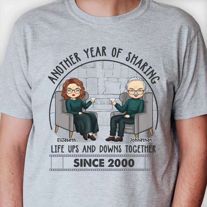 Another Year Sharing Life Together - Personalized Unisex T-shirt, Hoodie, Sweatshirt - Gift For Couple, Husband Wife, Anniversary, Engagement, Wedding, Marriage Gift
