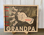Custom Name Grandpa Fist Bump Gifts for Grandfathers - Personalized Wood Sign
