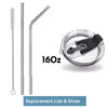 Combo 1 Replacement Lid, 2 Straws And 1 Cleaner Brush - BPA Free Lid, Stainless Steel Metal Straws With Cleaner Brush Set - Reusable Drinking Accessories For Can Cooler Tumbler