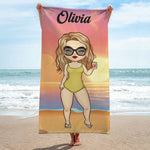 Custom Name Beach Girl Gifts for Women - Personalized Beach Towel
