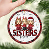 Besties By Heart - Bestie Personalized Custom Ornament - Ceramic Round Shaped - Christmas Gift For Best Friends, BFF, Sisters