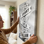 Custom Name and Date Family Signpost Decor - Personalized Canvas