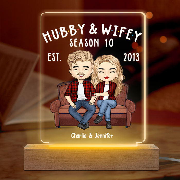 Hubby & Wifey Season - Couple Personalized Custom 3D LED Light - Gift For Husband Wife, Anniversary