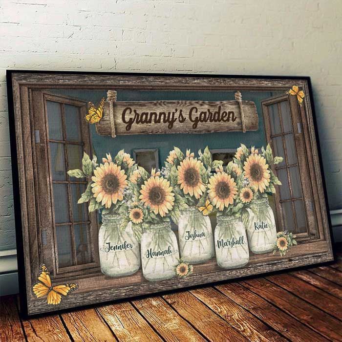 Custom Name Sunflower Granny's Garden Decor - Personalized Poster