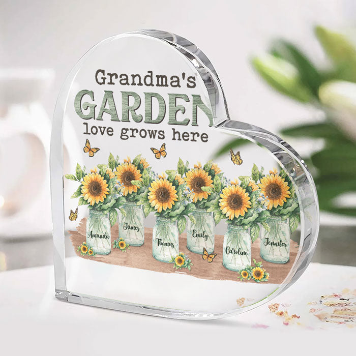 Custom Name Grandma's Garden Gifts for Grandma - Personalized Shaped Acrylic Plaque