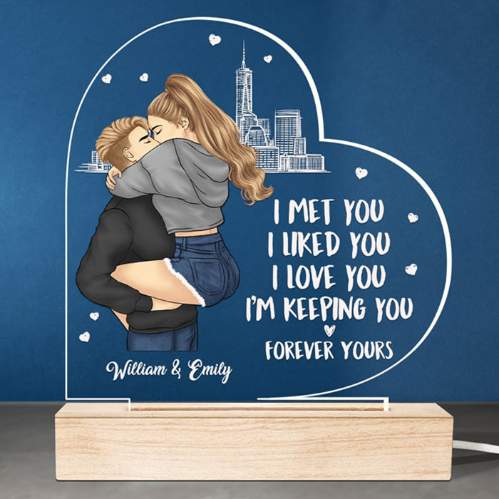 I Love You I'm Keeping You - Couple Personalized Custom Heart Shaped 3D LED Light - Gift For Husband Wife, Anniversary