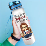 Custom Name Book Lover Gifts - Personalized Water Tracker Bottle