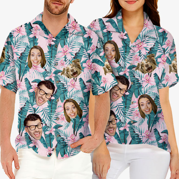 Custom Pet Photo Golden Retriever Tropical Gifts - Personalized Hawaiian Shirt