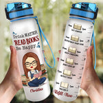 Custom Name Book Lover Gifts - Personalized Water Tracker Bottle