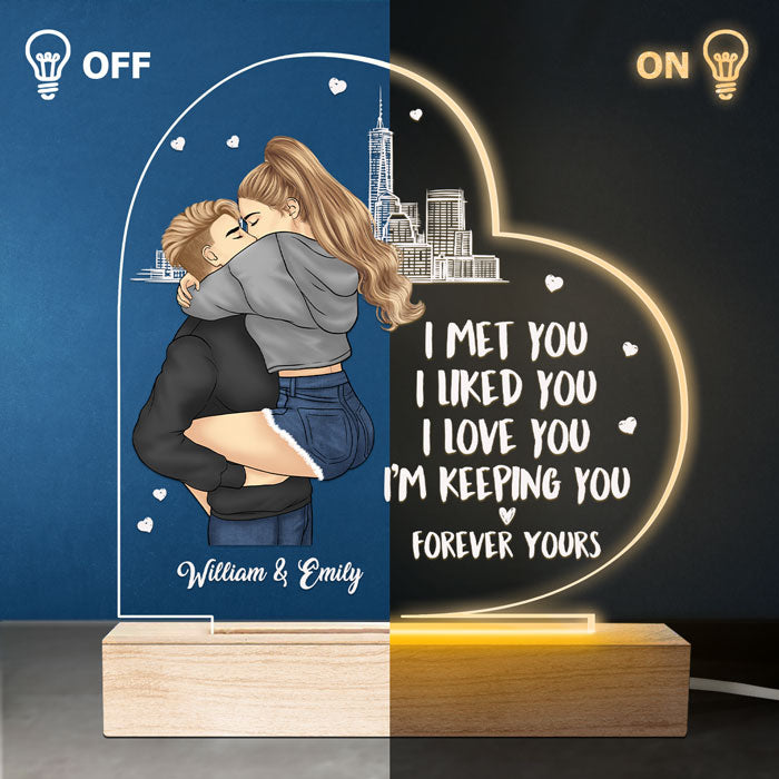 I Love You I'm Keeping You - Couple Personalized Custom Heart Shaped 3D LED Light - Gift For Husband Wife, Anniversary