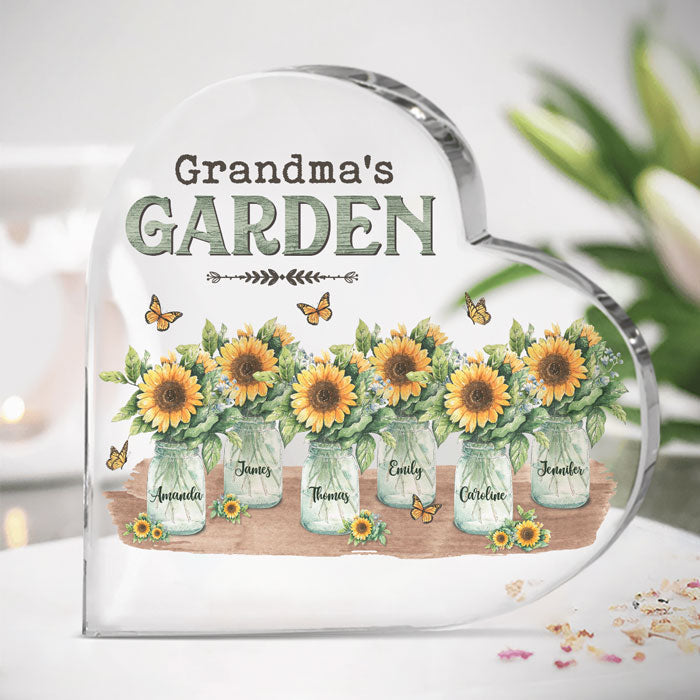 Custom Name Grandma's Garden Gifts for Grandma - Personalized Shaped Acrylic Plaque