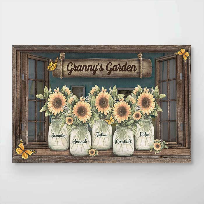 Custom Name Sunflower Granny's Garden Decor - Personalized Poster