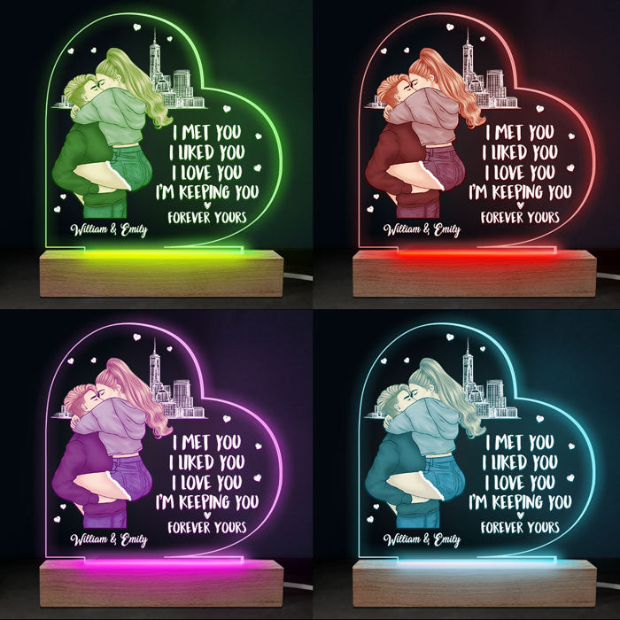 I Love You I'm Keeping You - Couple Personalized Custom Heart Shaped 3D LED Light - Gift For Husband Wife, Anniversary
