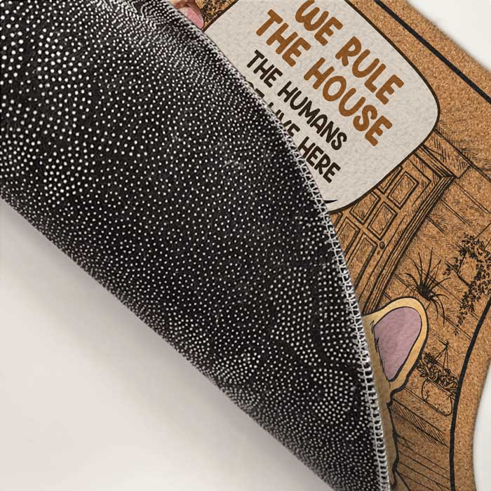 We Rule This House - Dog & Cat Personalized Custom Decorative Mat - Gift For Pet Owners, Pet Lovers
