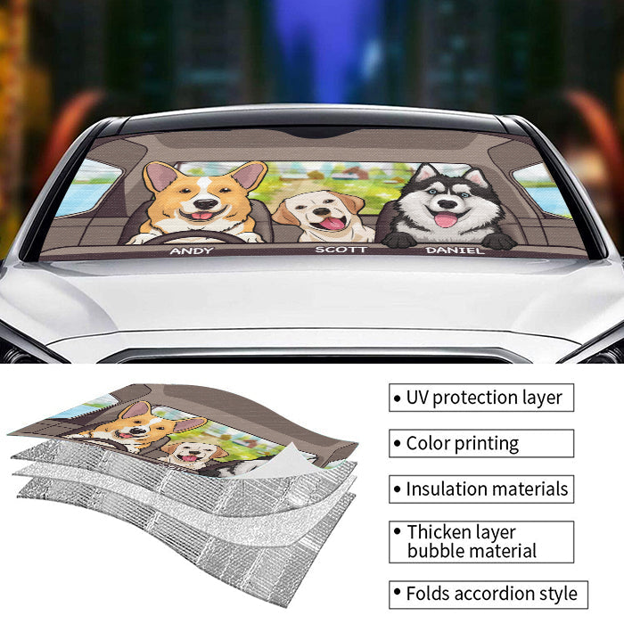 Custom Name Dog Car Gifts - Personalized Auto Sunshade