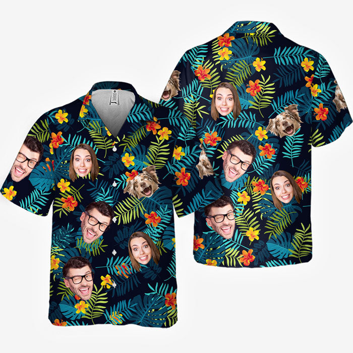 Custom Pet Photo Golden Retriever Tropical Gifts - Personalized Hawaiian Shirt