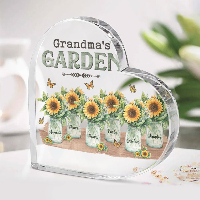 Custom Name Grandma's Garden Gifts for Grandma - Personalized Shaped Acrylic Plaque