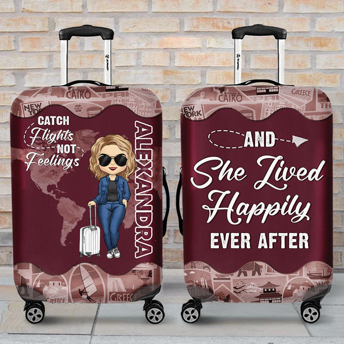 Travel Is My Therapy - Travel Personalized Custom Luggage Cover - Gift For Traveling Lovers