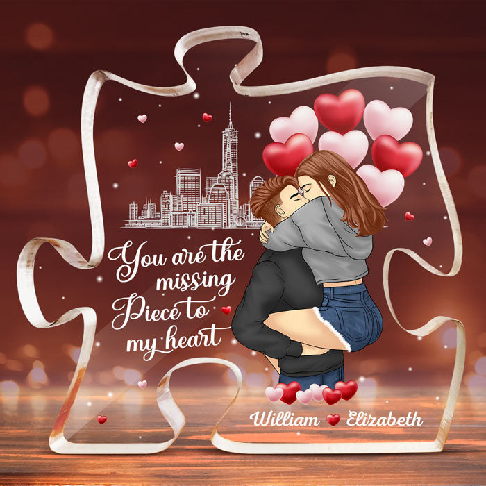 You Are My Missing Piece - Couple Personalized Custom Puzzle Shaped Acrylic Plaque - Gift For Husband Wife, Anniversary