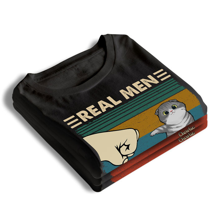 Real Men Cuddle Cats - Gift For Dad, Personalized T-Shirt