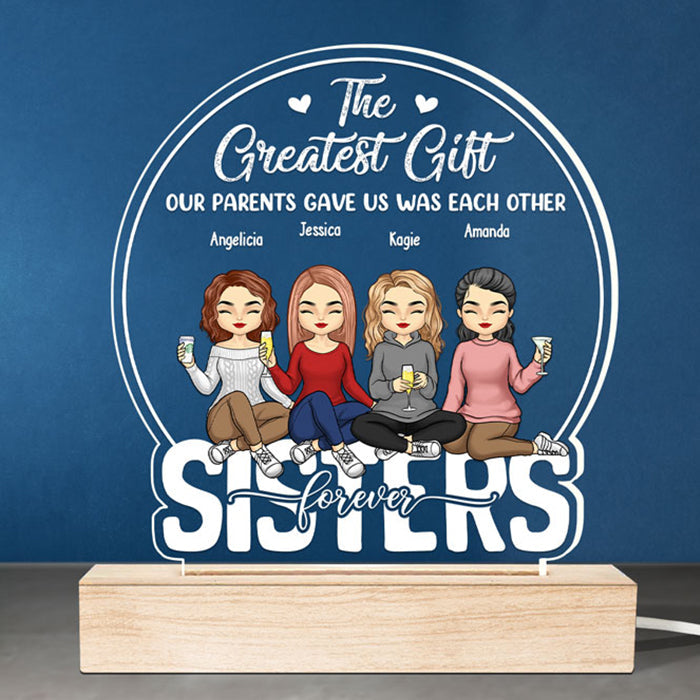 Custom Name Sisters Gifts for Women - Personalized 3D LED Light