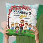 Custom Name Grandma's Reasons to Bee Happy Gifts - Personalized Pillow