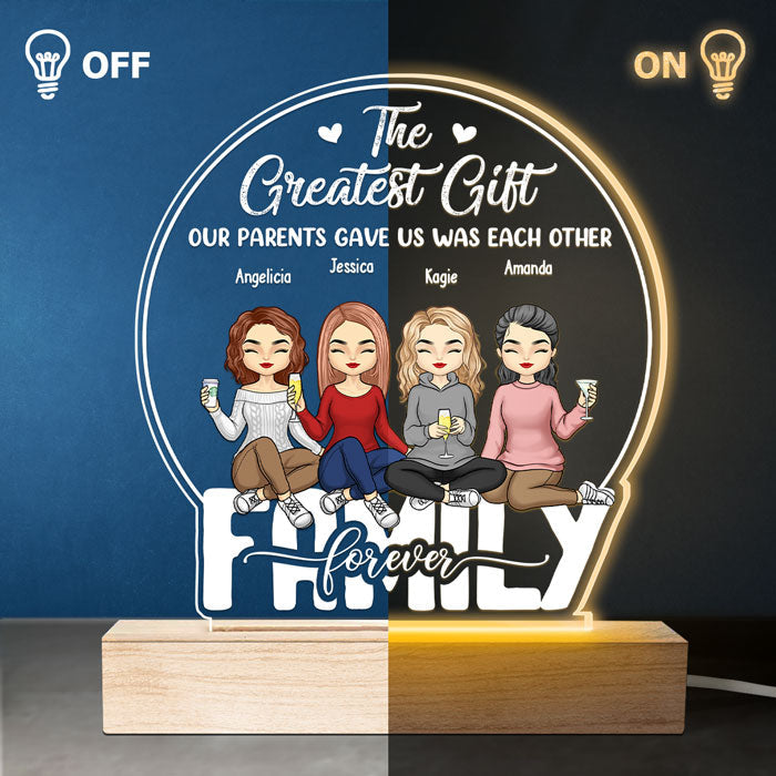 Custom Name Sisters Gifts for Women - Personalized 3D LED Light