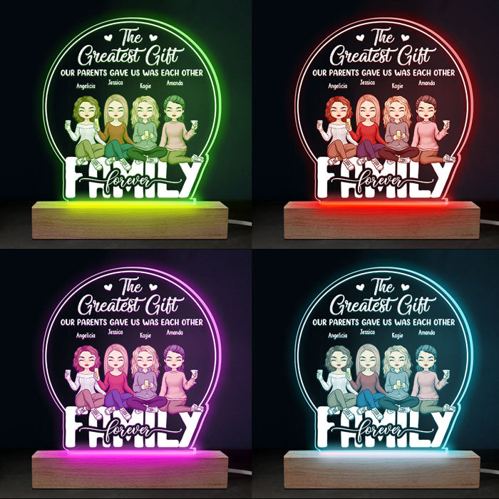 Custom Name Sisters Gifts for Women - Personalized 3D LED Light