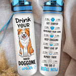 Custom Name Funny Dog Lover Gifts - Personalized Water Tracker Bottle