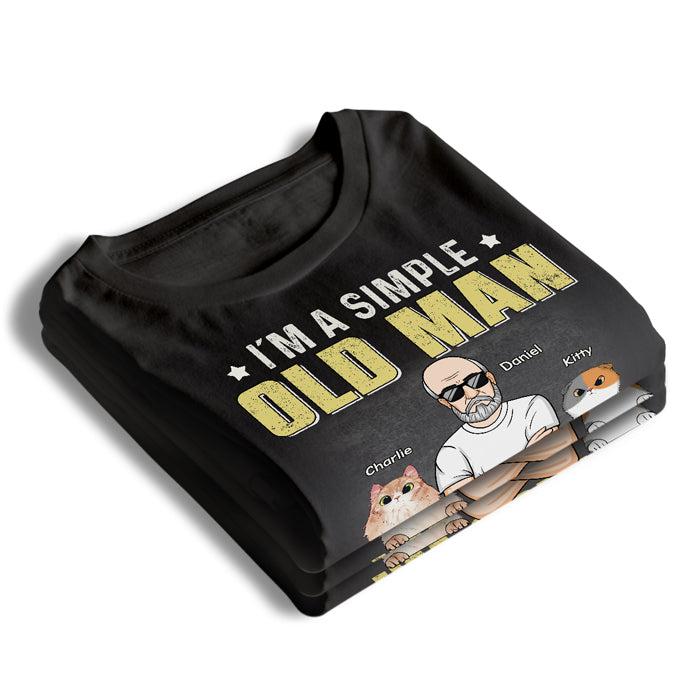 Custom Name Funny Old Man Cat Lover Gifts - Personalized Apparel