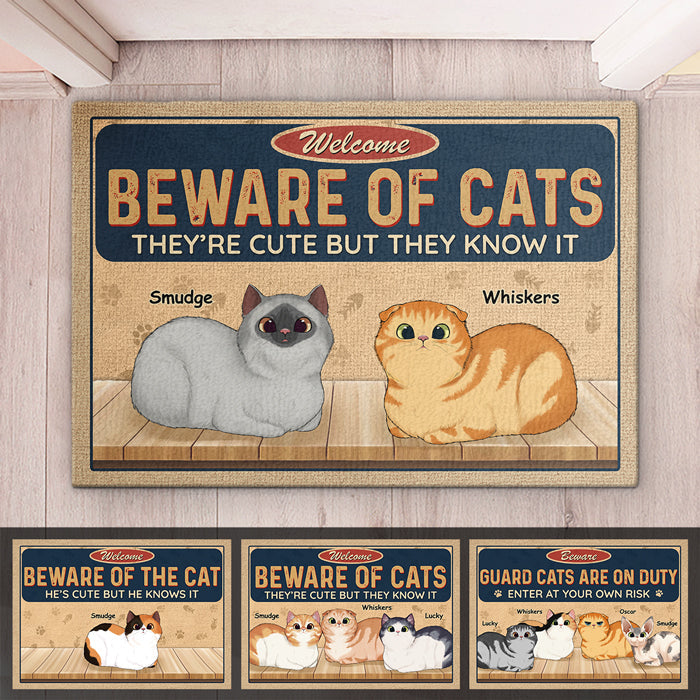 Beware, Guard Cats Are On Duty - Cat Personalized Custom Decorative Mat - Gift For Pet Owners, Pet Lovers
