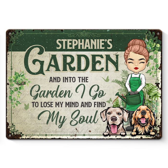 A Girl Who Really Loved Dogs & Gardening - Garden Personalized Custom Home Decor Metal Sign - House Warming Gift For Gardening Lovers